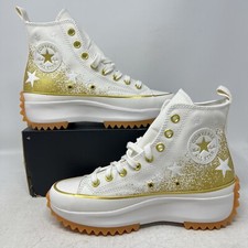 Plataforma elevatória Converse Run Star caminhada ouro branco estrelas A12900C feminina 10,5 masculina 9 comprar usado  Enviando para Brazil