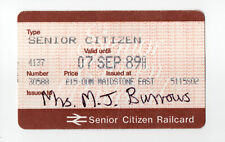 Senior railcard 1989 for sale  TORQUAY