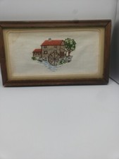 Roda de moinho Petit Point ponto cruz emoldurada vintage comprar usado  Enviando para Brazil