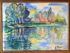 Grand tableau aquarelle d'occasion  Toulon-