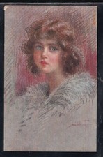 Cartolina donna illustratore usato  Italia