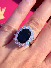 Anel de casamento 5,50 ct safira natural e diamante princesa Diana 950 platina 6,5 7, usado comprar usado  Enviando para Brazil