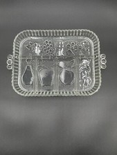 Usado, Prato de bandeja vintage âncora 9X11" vidro transparente dividido frutas lanche sabor comprar usado  Enviando para Brazil