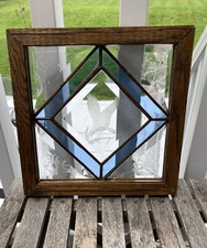 Vitral vintage gravado águia quadrado moldura janela pendurada azul apanhador de sol comprar usado  Enviando para Brazil