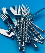 17 peças talheres de aço inoxidável bola torcida configurações gourmet SILVER TEAR, usado comprar usado  Enviando para Brazil