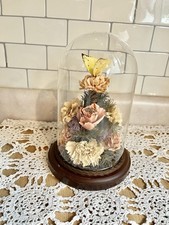 Vintage Preservado Borboleta e Flores em Vidro Cloche com Base de Madeira Marrom comprar usado  Enviando para Brazil