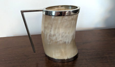 Caneca vintage Drinking Horn 4,5” prata cor aro de metal, usado comprar usado  Enviando para Brazil
