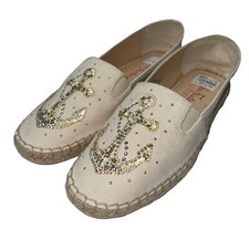 Sapatos Quacker Factory 7,5 lantejoulas douradas creme alpargatas strass âncora Damie comprar usado  Enviando para Brazil