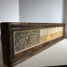 Arte de azulejos vintage de madeira e mosaico pendurada na parede estrela geométrica horizontal comprar usado  Enviando para Brazil