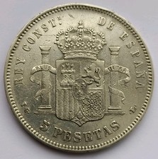 Monedas de plata españolas de 5 pesetas de 1893 segunda mano  Embacar hacia Mexico