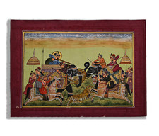Mogol King Thrilling Animal Hunt Hecho a Mano Pintura Miniatura 8.4 x 11 comprar usado  Enviando para Brazil