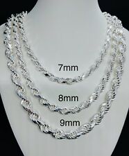 Usado, Colar masculino corrente corda corte diamante prata esterlina 925 7mm, 8mm, 9mm 20"-30" comprar usado  Enviando para Brazil