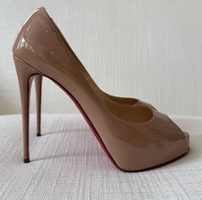 Usado, Christian Louboutin Very Prive 120 Bombas de Couro Patente Nude Tamanho 40 USADAS UMA VEZ comprar usado  Enviando para Brazil