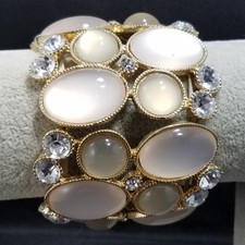 Pulseira elástica de strass, creme gelado largo, 8 polegadas, tom dourado, usado comprar usado  Enviando para Brazil