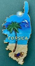 Imán de nevera de recuerdo mapa de Córcega y escena de playa Francia segunda mano  Embacar hacia Mexico