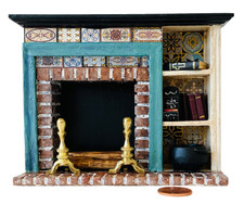 Lareira miniatura para casa de bonecas 1:12 repintada mobiliada com acessórios assinados, usado comprar usado  Enviando para Brazil