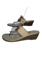 Sandálias anabela Island Slipper feminina tamanho 8 concha flor slide férias no Havaí, usado comprar usado  Enviando para Brazil