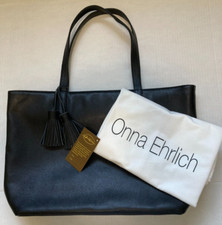 Bolsa tote Onna Ehrlich textura seixo couro preto borla grande trabalho comprar usado  Enviando para Brazil