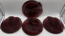 Usado, Conjunto de 4 pratos de lanche vintage Hazel Atlas Mulberry roxo vidro prensado MCM comprar usado  Enviando para Brazil