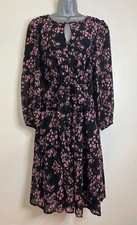 NOVO ex Plus Size Preto Rosa Estampado Cintura Amarrar Elástico Cintura Tie Shift Vestido comprar usado  Enviando para Brazil