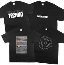 Camiseta Techno Electronic Underground Music EDM Classic Records Vinil -Preta, usado comprar usado  Enviando para Brazil