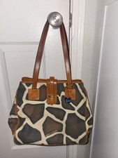 Bolsa de mão Dooney Bourke vintage, acabamento em couro de lona com estampa de girafa e carteira comprar usado  Enviando para Brazil