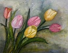 Tulpenstrauss riginal aquarell gebraucht kaufen  Deutschland