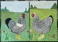 Pinturas antigas de arte popular Wyandotte galo assinado CAS Charles Simmons, usado comprar usado  Enviando para Brazil
