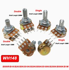 Potenciômetro único/duplo WH148 B1K/2K/5/10/20/50/100/500K comprimento do eixo 15/20MM comprar usado  Enviando para Brazil