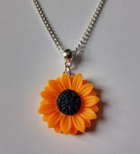 Colar de resina de flor de girassol placa de prata comprar usado  Enviando para Brazil