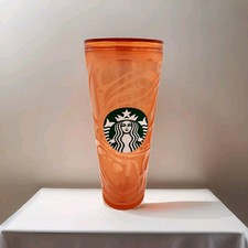 Usado, Copo frio Starbucks laranja onda redemoinho acrílico 24 oz ventilador copo com palha comprar usado  Enviando para Brazil