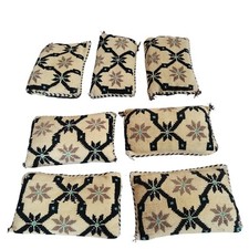 Usado, Capa de travesseiro de lã vintage feita à mão bege bordada padrão tribal 18 x 12 comprar usado  Enviando para Brazil