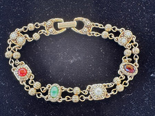 Pulseira Berloque Vintage Assinada Goldette NY Bead Slide 7,25” de Comprimento comprar usado  Enviando para Brazil