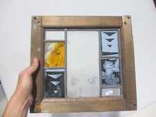 Painel de vitral antigo madeira antiga vintage com chumbo artístico 14 x 13 comprar usado  Enviando para Brazil