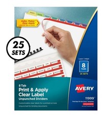 Usado, Divisórias Avery Print & Apply etiqueta transparente não perfuradas 8 abas pastel, 25 conjuntos 11999 comprar usado  Enviando para Brazil