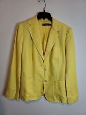 Jaqueta Ralph Lauren Vintage Feminina 100% Linho Amarelo Primavera 6 Blazer Leve, usado comprar usado  Enviando para Brazil