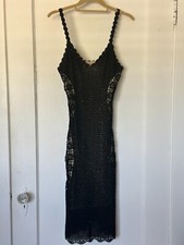 Vestido de Coquetel Vintage Basix II - Malha Preta Frisada, Tamanho M comprar usado  Enviando para Brazil