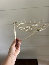 Suporte de tigela vintage branco cremoso com fio de metal pendurado redondo para plantadeira comprar usado  Enviando para Brazil
