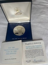 RARO 1980 FILIPINAS PRATA 25 PISO DOUGLAS MACARTHUR CAMEO À PROVA COM CERTIFICADO DE AUTENTICIDADE E CAIXA comprar usado  Enviando para Brazil