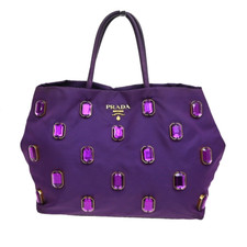 Usado, Bolsa tote de mão PRADA MILANO logotipo Tessuto Pietre couro náilon roxo 64FB837 comprar usado  Enviando para Brazil