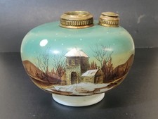Lâmpada a óleo 6" Clark Bros. pintada à mão vidro paisagem casa de campo #2 FONTE antiga comprar usado  Enviando para Brazil