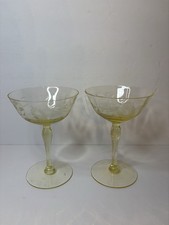 Usado, Taças de champanhe amarelas gravadas depressão Fostoria  comprar usado  Enviando para Brazil