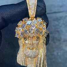 Pingente de cabeça de Jesus personalizado moissanita corte redondo 5,50 ct folheado a ouro amarelo 14K comprar usado  Enviando para Brazil