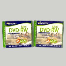 2 - Memorex Mini DVD-RW 30 min 1.4GB regravável para filmadora ou PC todo uso 8cm comprar usado  Enviando para Brazil