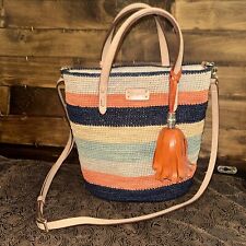 BRIGHTON FERRARA COLLECTION MADAGASCAR RÁFIA E BOLSA TOTE DE COURO BORLA NOVA $399 comprar usado  Enviando para Brazil