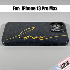 Capa projetada para iPhone 13 Pro Max - Preto meia-noite 'LOVE' detalhes dourados comprar usado  Enviando para Brazil