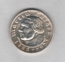 Drittes Reich - 2 Reichsmark 1933, Silber - 450. Geburtstag Luther , " D " comprar usado  Enviando para Brazil
