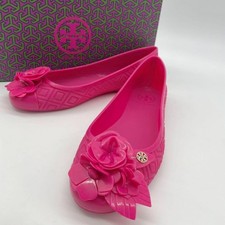 Sapato Plano Tory Burch Fleming Hibisco Flor de Borracha Rosa T Duplo T Usado Japa comprar usado  Enviando para Brazil