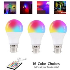 Lâmpada LED RGB B22 10W luz 16 cores mudança controle remoto baioneta, usado comprar usado  Enviando para Brazil