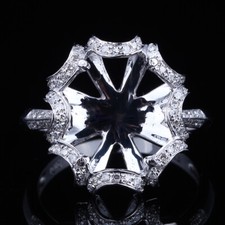 ANEL DE JOIAS DE OURO BRANCO 10K SÓLIDO 11-12mm REDONDO SEMI MONTAGEM AJUSTE DIAMANTES REAIS comprar usado  Enviando para Brazil